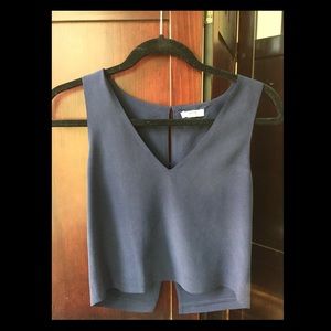 Silk v neck cropped tank navy